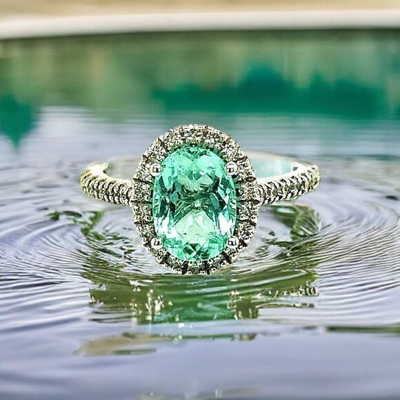 Natural Colombian Emerald Diamond Ring Size 6.5 14k WG 2.98 TCW Certified 218110 - Picture 7 of 17